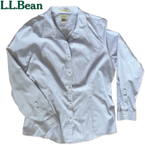 NEW - L.L. Bean Women's Wrinkle-Free Pinpoint Shirt, Long Sleeve Striped Size XL - Picture 6 of 6